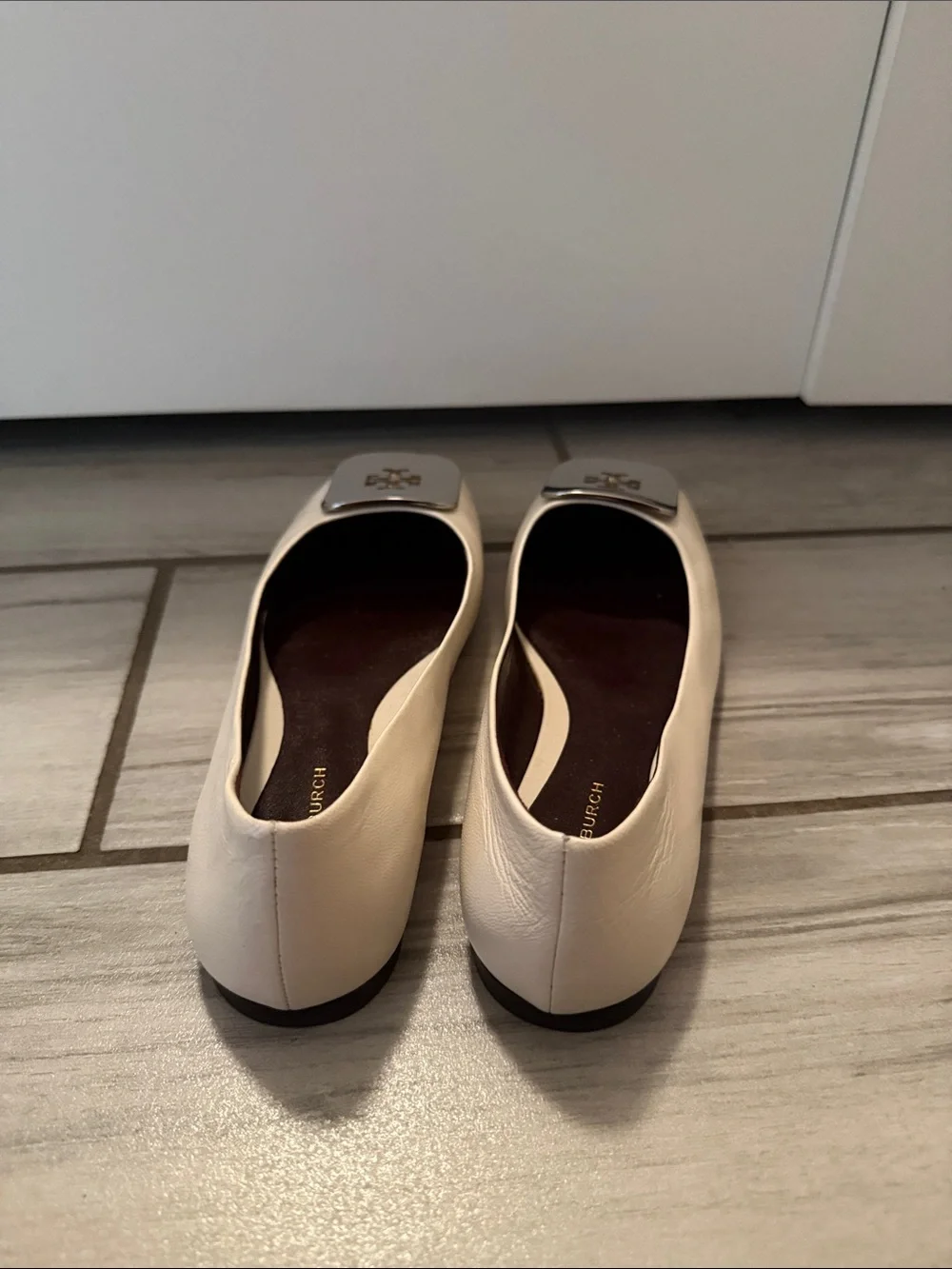 Tory Burch Cream Leather Georgia Ballet Flat